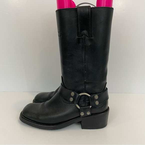 Harley Davidson Riding Boots Women’s 6.5 Black Genuine Leather Moto Biker Strap - Picture 7 of 16